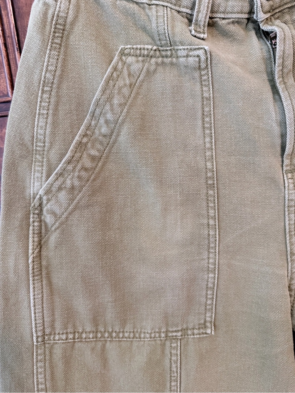 High Waist  Olive Utility Barrel Wide Leg  khaki Green Soft Cotton Trousers - Picture 8 of 16